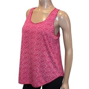 3/$20 Schwiing Leaf Print Tank Top Scoop Neck Pink Loose Fit  Womens Size Large